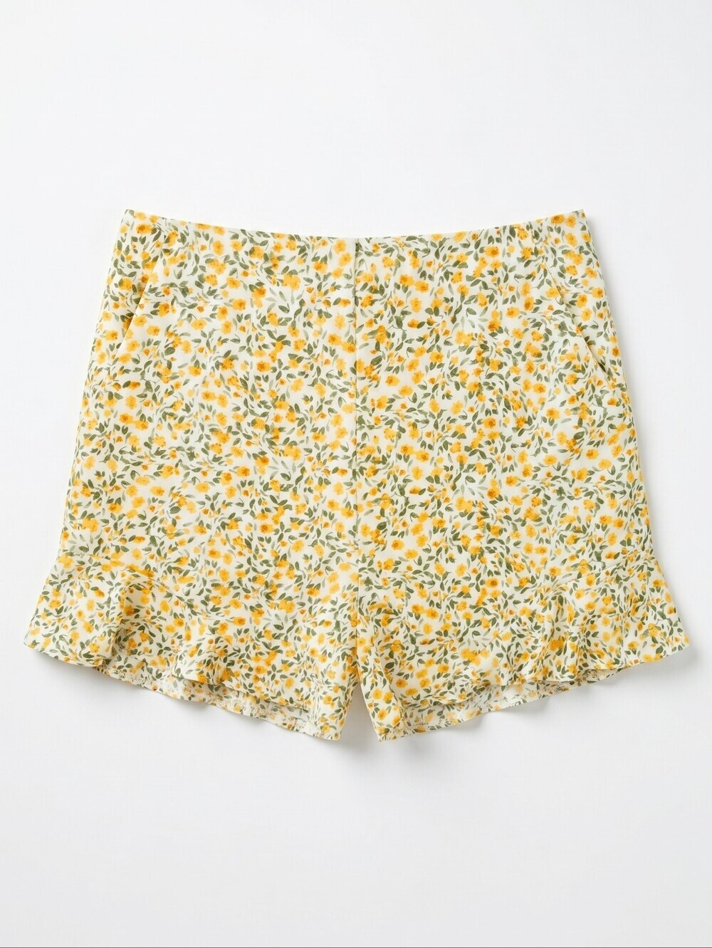 NWT! She + Sky Floral Ruffle Hem Women's Shorts - Yellow